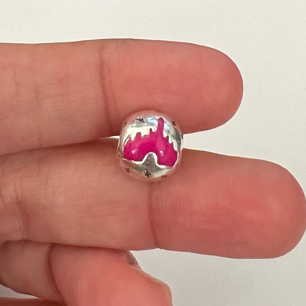 Pandora 2016 Disney Parks Pink Disneyland Castle Charm  S925 Sterling Silver